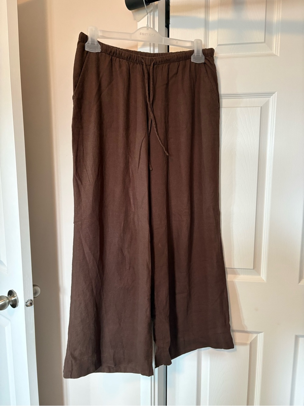 Dynamite Brown Wide-Leg Linen-Blend Pants